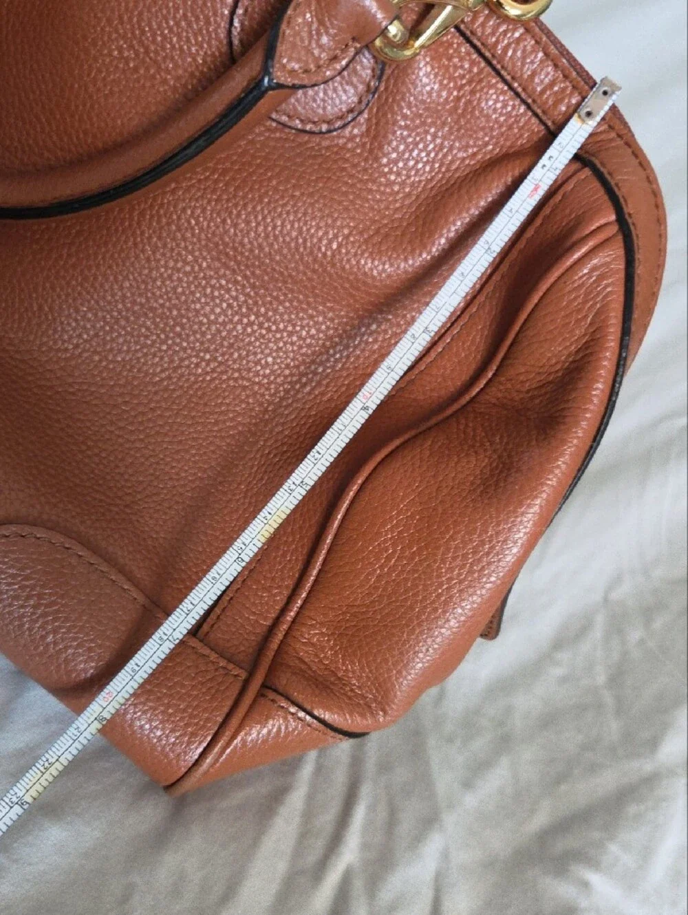 Banana Republic Tan Pebbled Leather Satchel with Tassel
